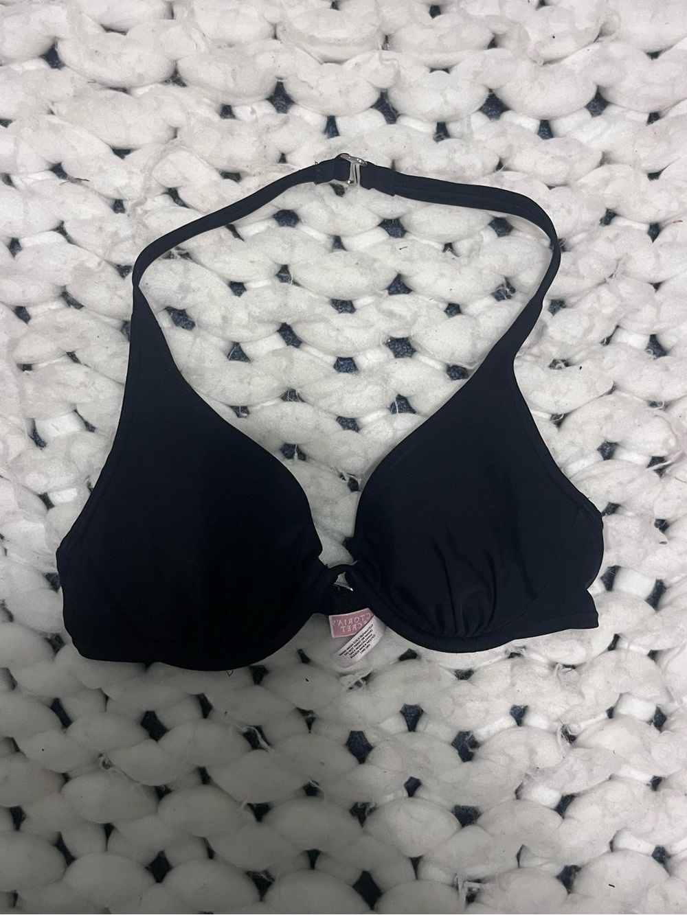 Victoria's Secret Black Halter Swim Bikini Top | 34B